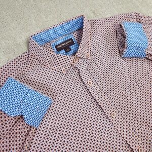 Johnston & Murphy Pink and Blue Casual Button Down Shirt